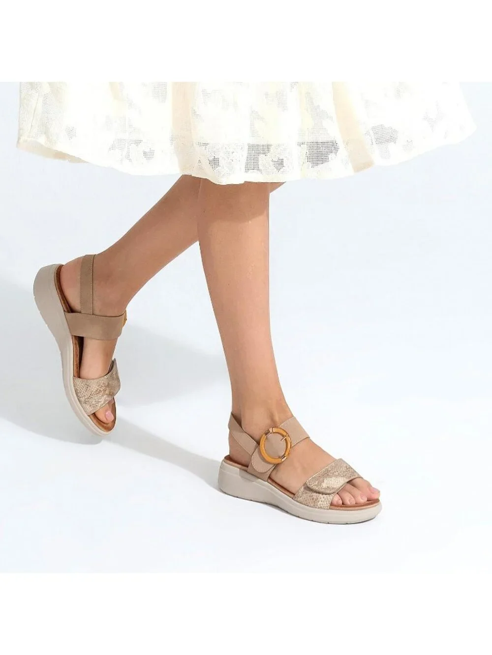 Women's Khaki Summer Comfortable Open Toe Comfy Casual Wedge Walking Sandals